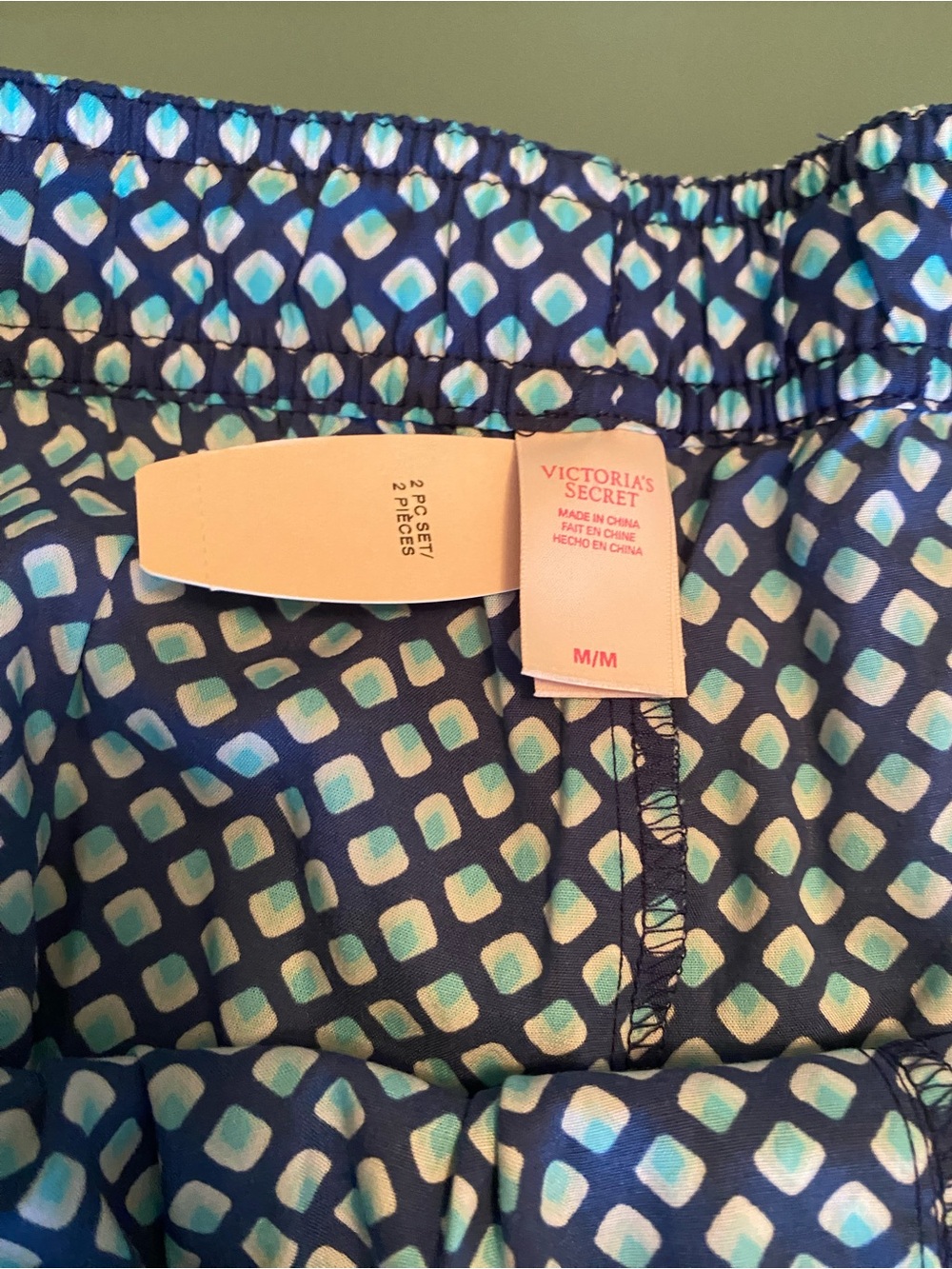 Victoria's Secret Light Green Tee with Navy Patterned Pajama Pants size M NWT - Picture 9 of 12